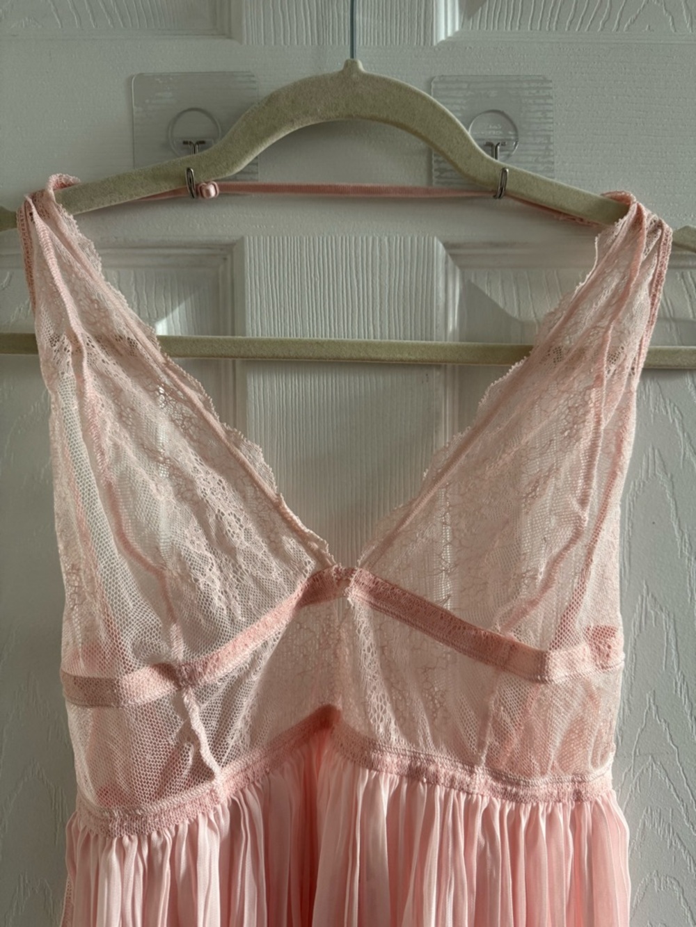 NWT Victoria's Secret Chiffon Pleated Babydoll Lingerie Pink L - Picture 3 of 15